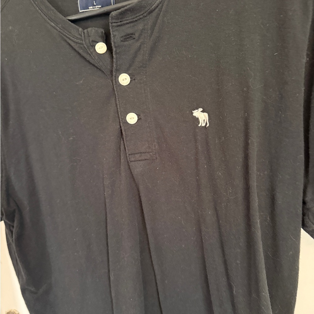 Abercrombie & Fitch Black Henley Shirt - Picture 2 of 4